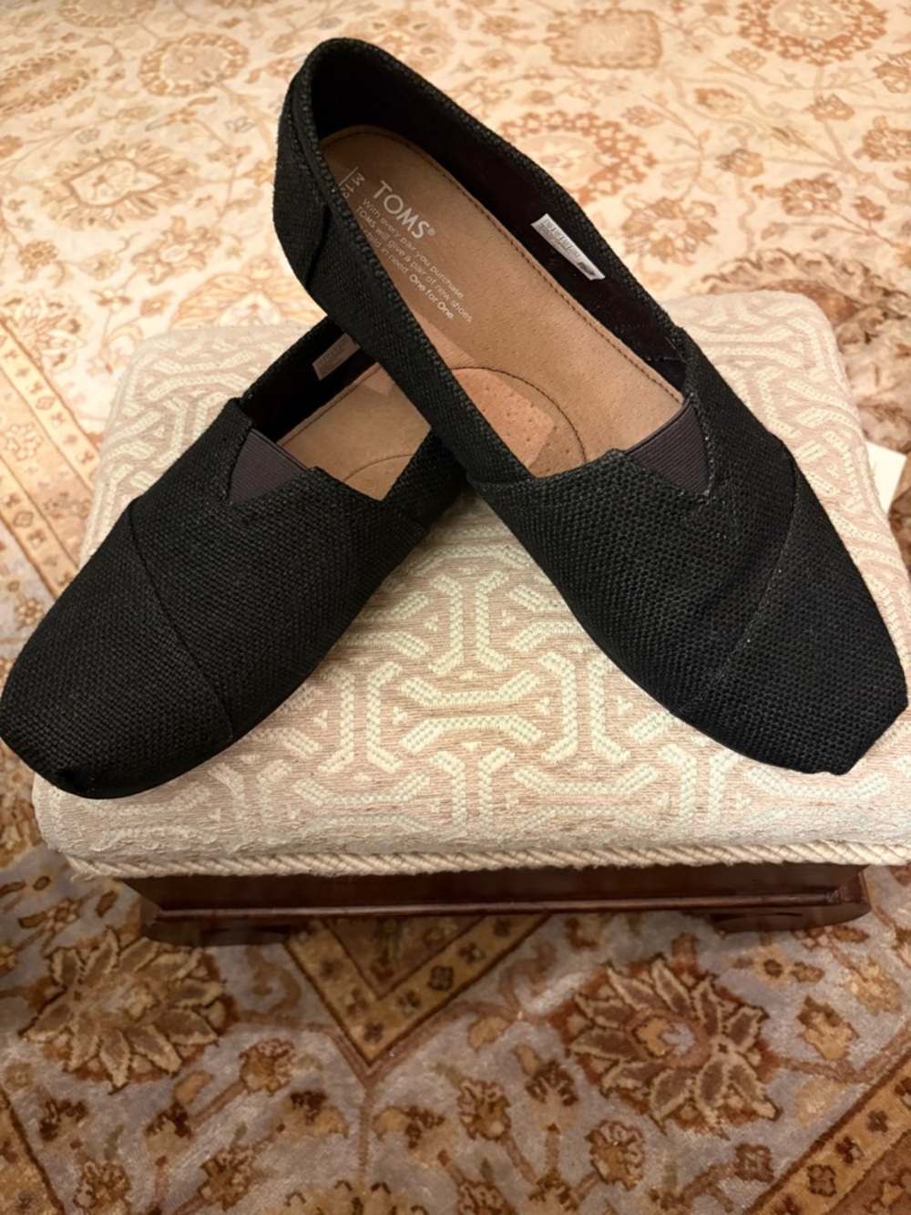 Toms Classic Black Canvas Slip-On Loafers for Men